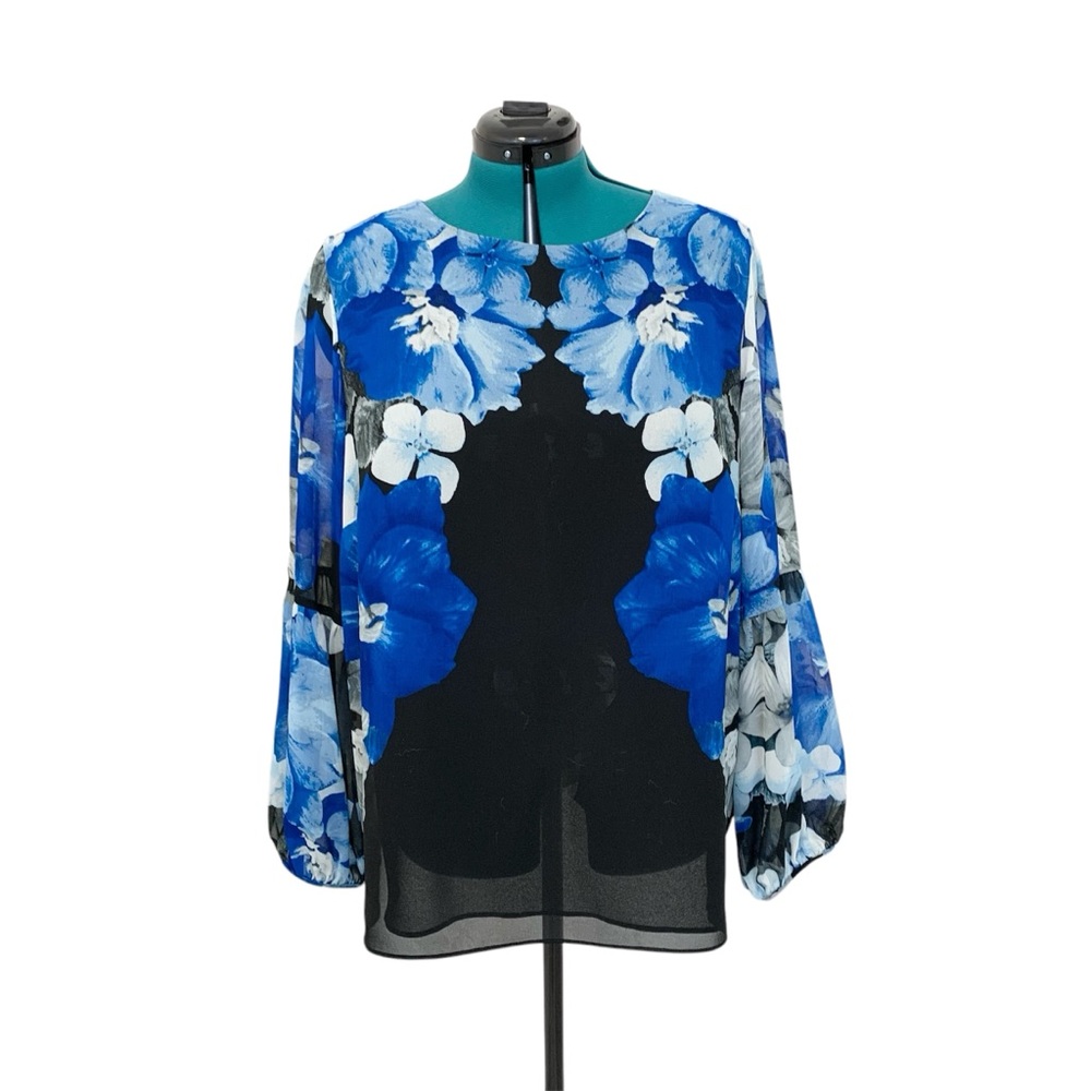 NWT Calvin Klein Top Blouse Black Floral 0X NWT
